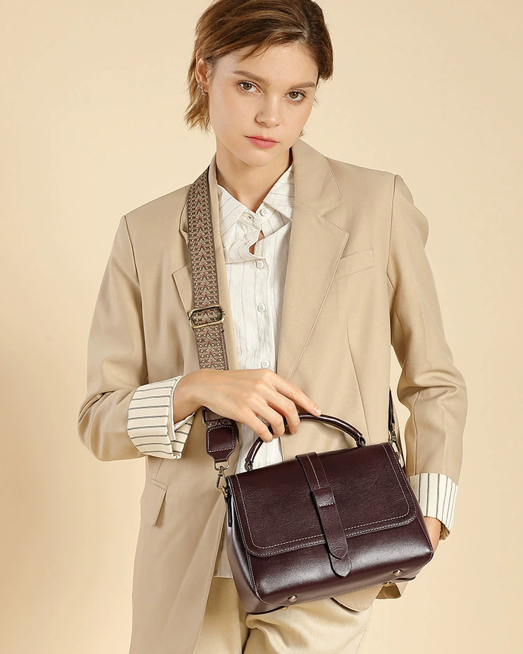 DEEPKEE 頭層牛皮植鞣皮手提單肩斜挎女包 2879 號