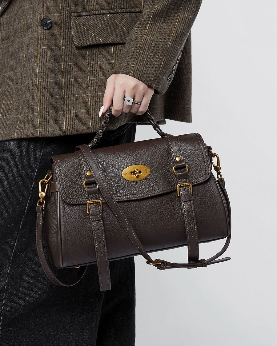 DEEPKEE 真皮郵差包牛皮手提單肩斜挎包 2866 號