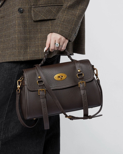 DEEPKEE 真皮郵差包牛皮手提單肩斜挎包 2866 號