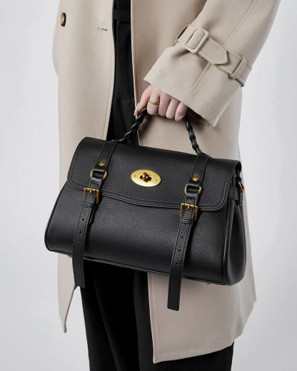 DEEPKEE 真皮郵差包牛皮手提單肩斜挎包 2866 號