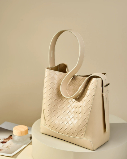 DEEPKEE 牛皮手工編織大容量時尚單肩斜挎女包 2807 號