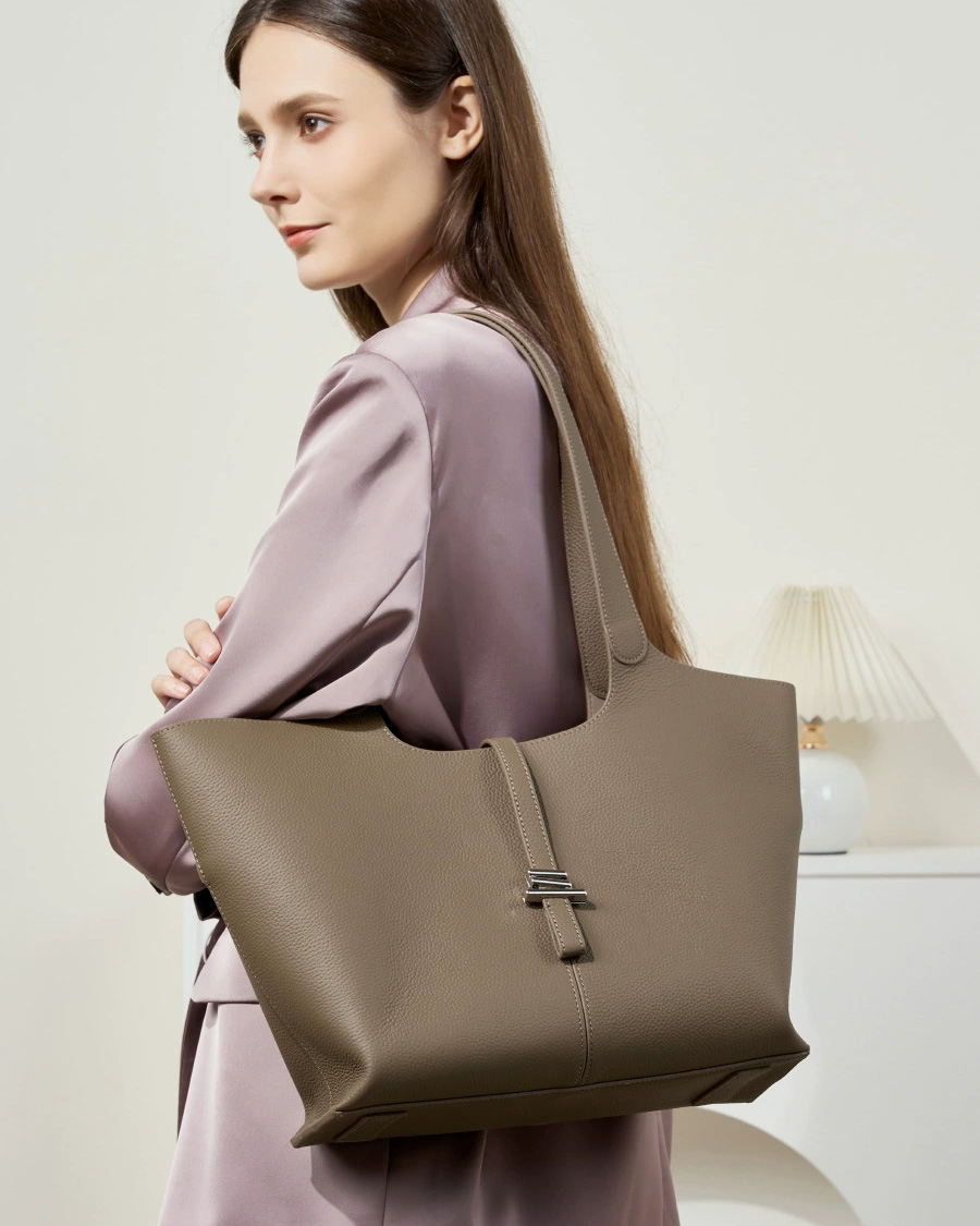 DEEPKEE 頭層牛皮風鈴托特包手提單肩真皮女包 2661 號