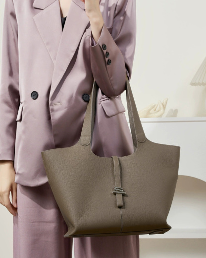 DEEPKEE 頭層牛皮風鈴托特包手提單肩真皮女包 2661 號