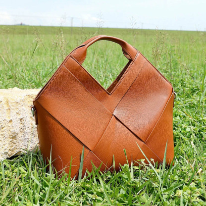 DEEPKEE 頭層真皮編織包軟皮手提斜挎包 3112 號