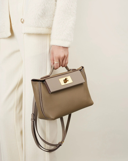 DEEPKEE 頭層牛皮餃子包手提單肩斜挎背包 2519 號