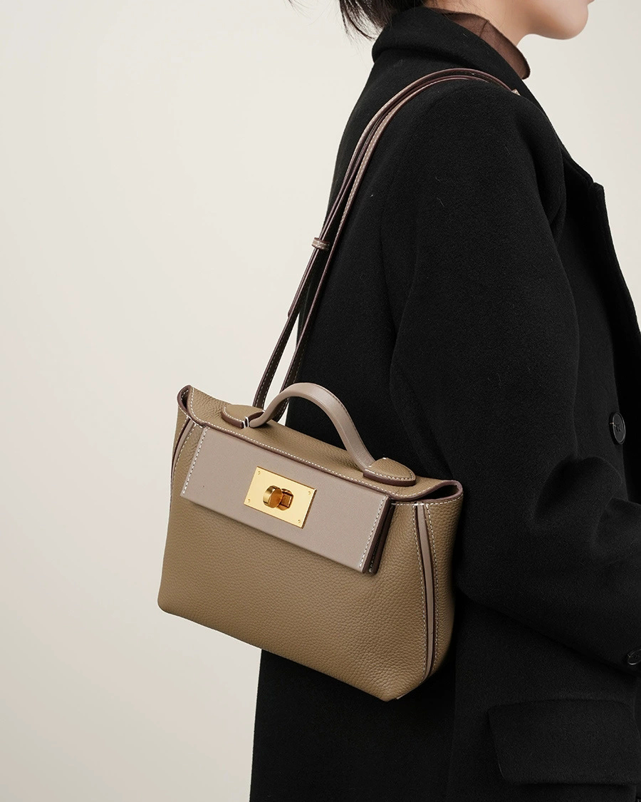 DEEPKEE 頭層牛皮餃子包手提單肩斜挎背包 2519 號