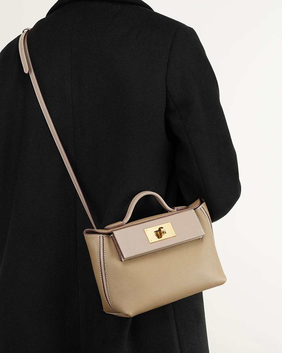 DEEPKEE 頭層牛皮餃子包手提單肩斜挎背包 2519 號