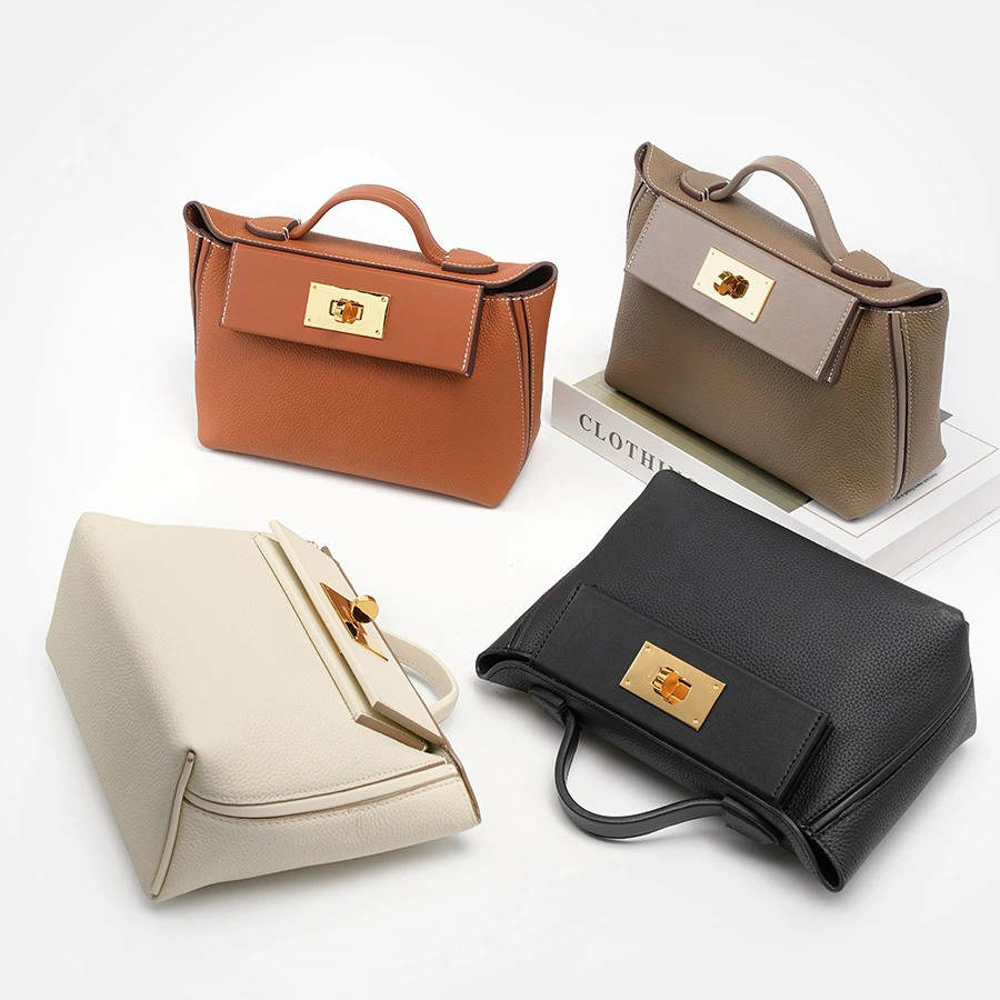 DEEPKEE 頭層牛皮餃子包手提單肩斜挎背包 2519 號