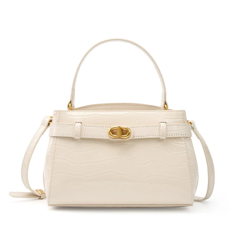 DEEPKEE 鱷魚紋鎖扣小方包真皮手提斜挎包 2897 號