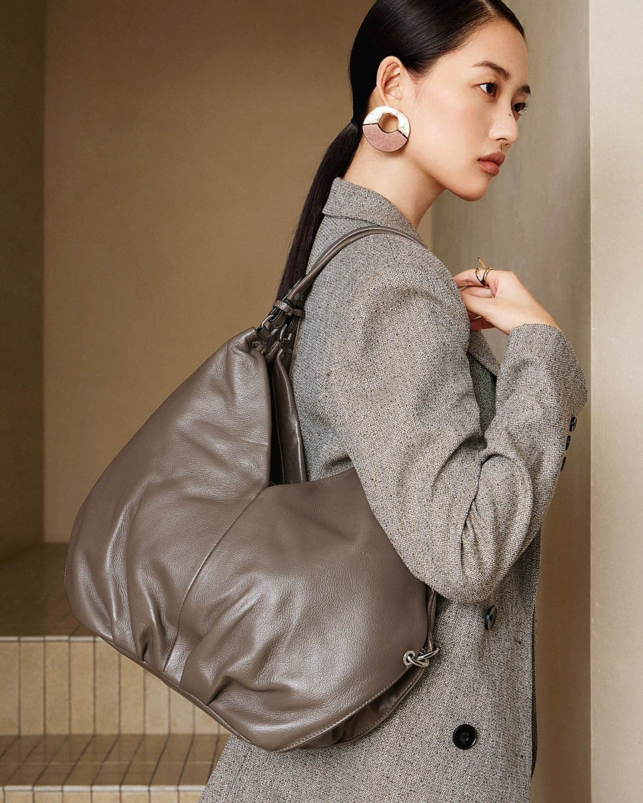 DEEPKEE 頭層牛皮大容量真皮女用單肩斜挎包 3200 號