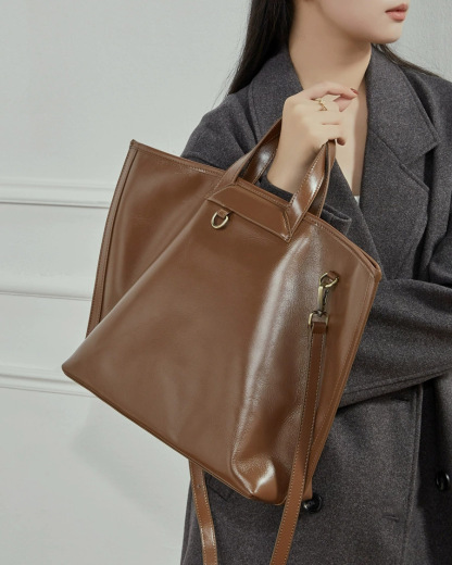 DEEPKEE 頭層植鞣皮大容量手提單肩斜挎包 3231 號