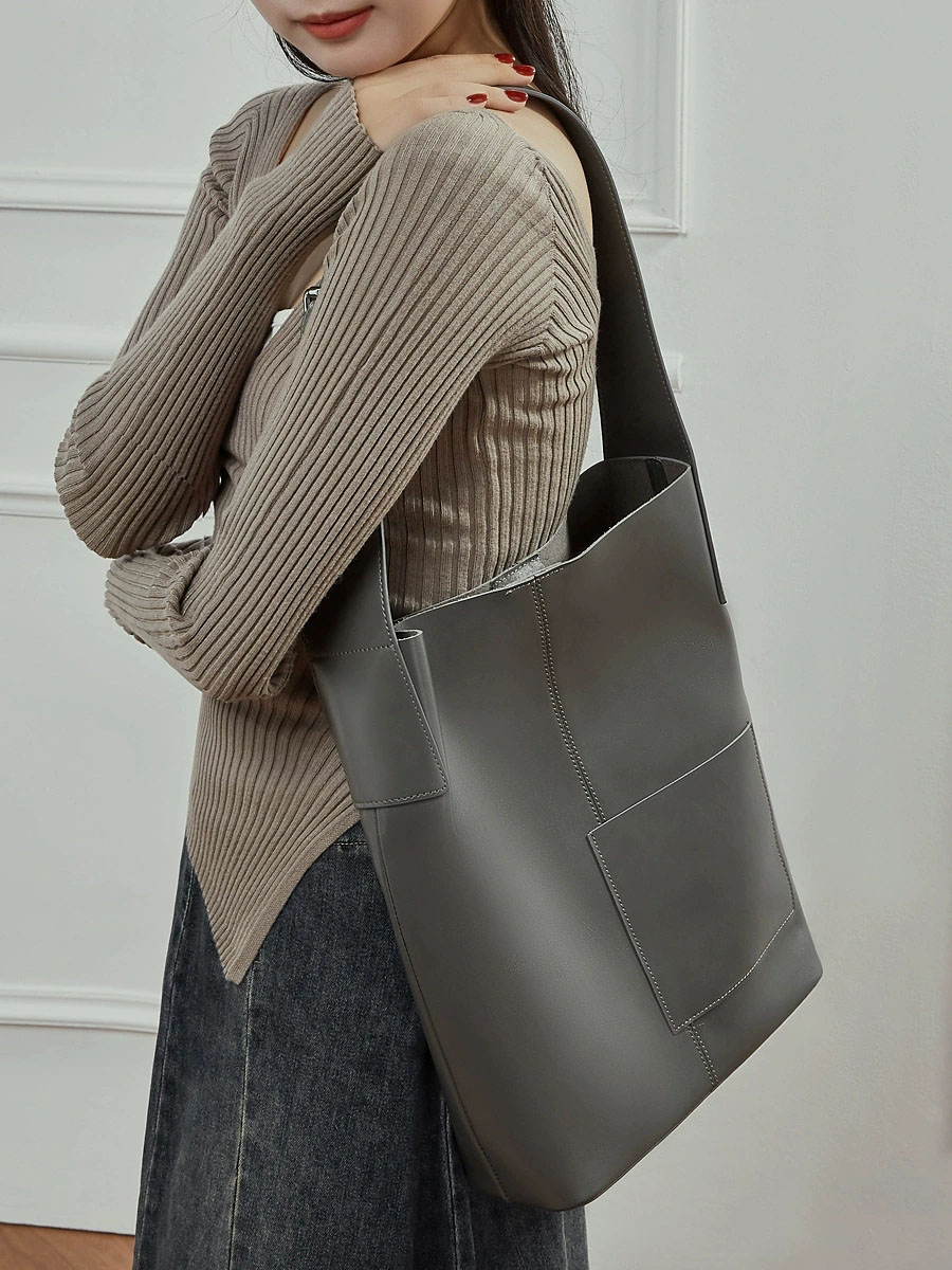 DEEPKEE 頭層植鞣牛皮大包 真皮托特包 單肩手提包 3229 號