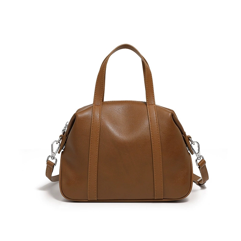 DEEPKEE 高級感小眾真皮單肩波士頓枕頭包 手提斜挎包 2898 號