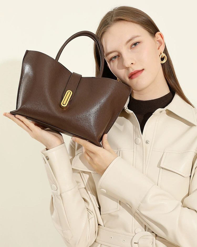 DEEPKEE 頭層植鞣牛皮小眾時尚通勤手提包 女士斜挎包 2969 號