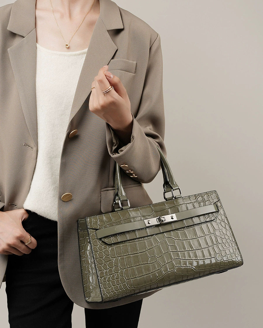 DEEPKEE 凱麗包鱷魚紋牛皮百搭女包 手提單肩斜挎大容量包 2299 號