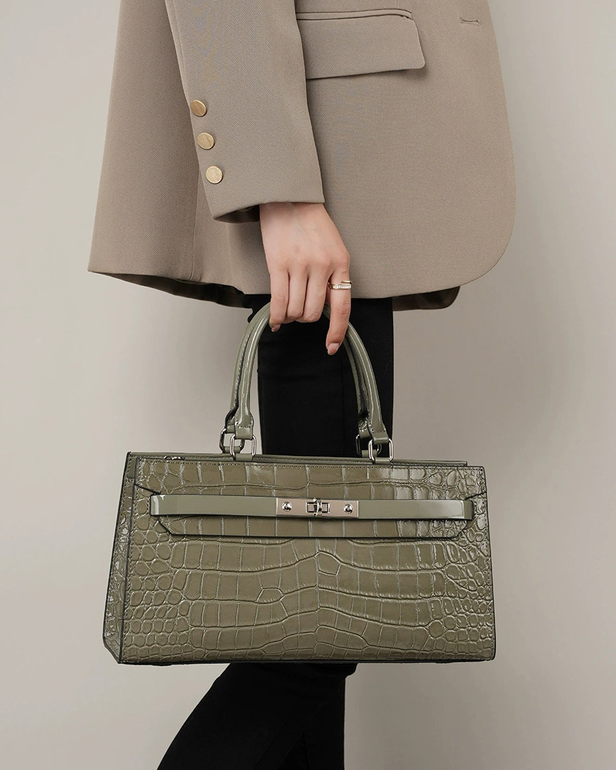 DEEPKEE 凱麗包鱷魚紋牛皮百搭女包 手提單肩斜挎大容量包 2299 號