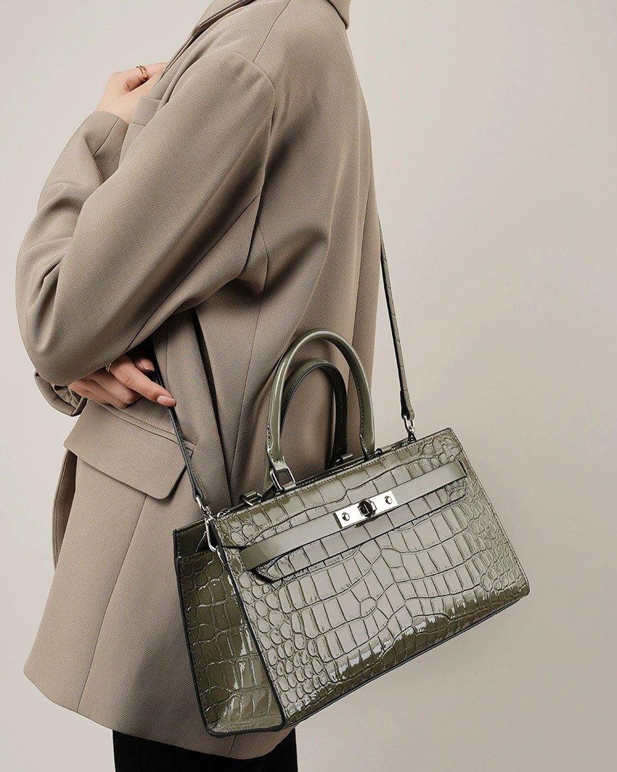 DEEPKEE 凱麗包鱷魚紋牛皮百搭女包 手提單肩斜挎大容量包 2299 號
