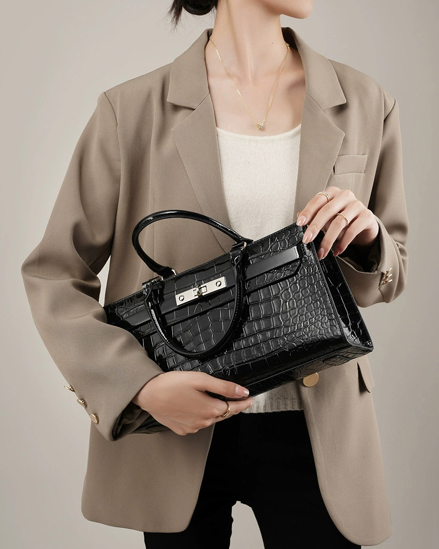 DEEPKEE 凱麗包鱷魚紋牛皮百搭女包 手提單肩斜挎大容量包 2299 號