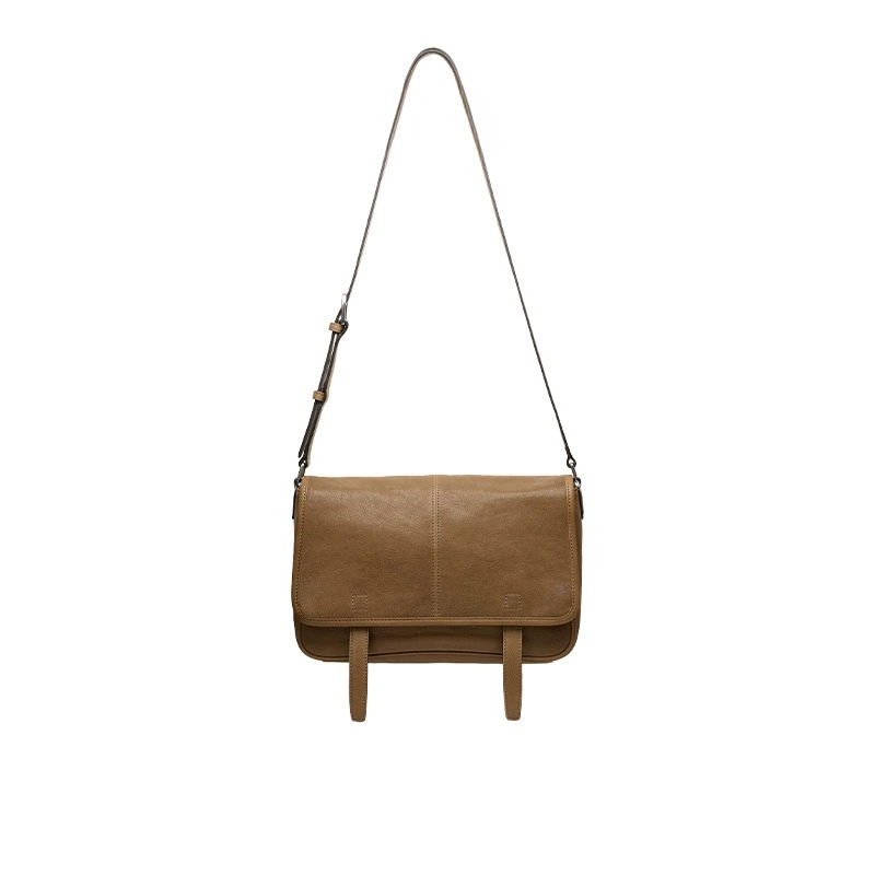 DEEPKEE 植鞣牛皮信使郵差包 休閒萬搭復古 HU6758 號