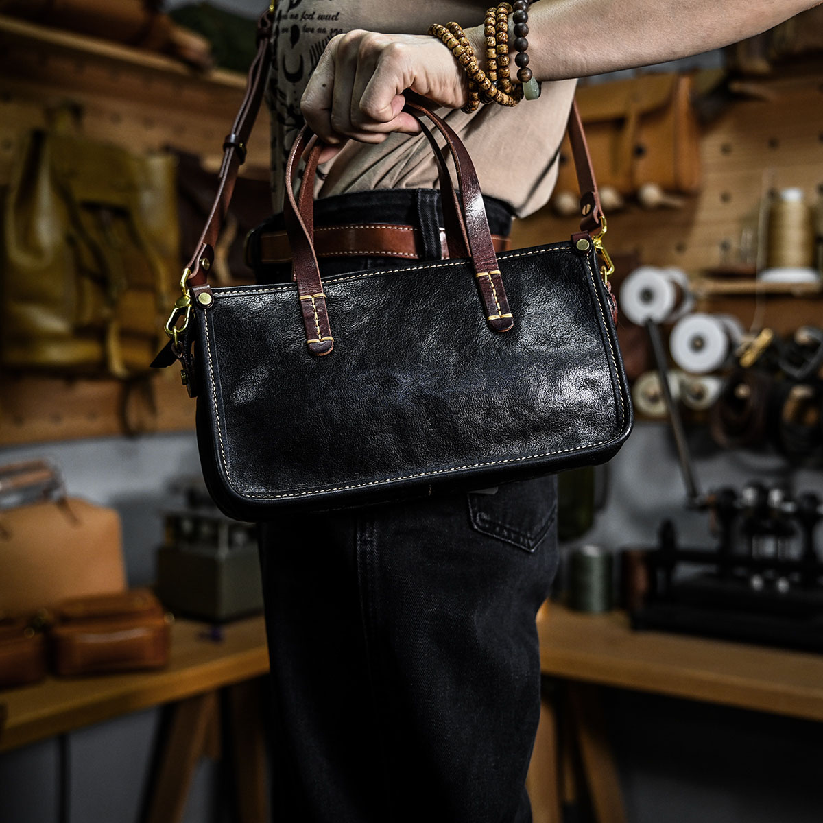 DEEPKEE 復古包款 小眾軟皮手工包 真皮小方包 0727 號