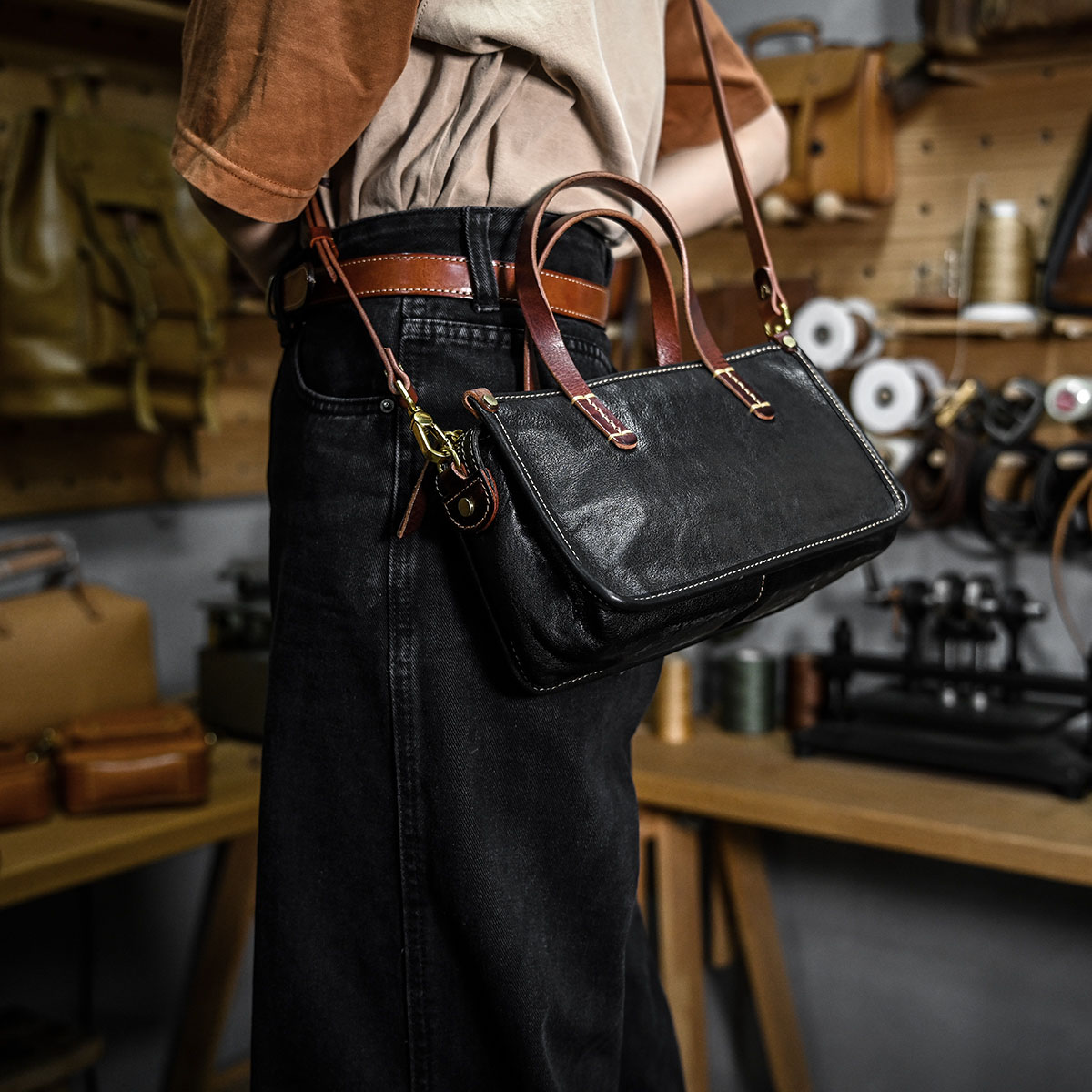 DEEPKEE 復古包款 小眾軟皮手工包 真皮小方包 0727 號