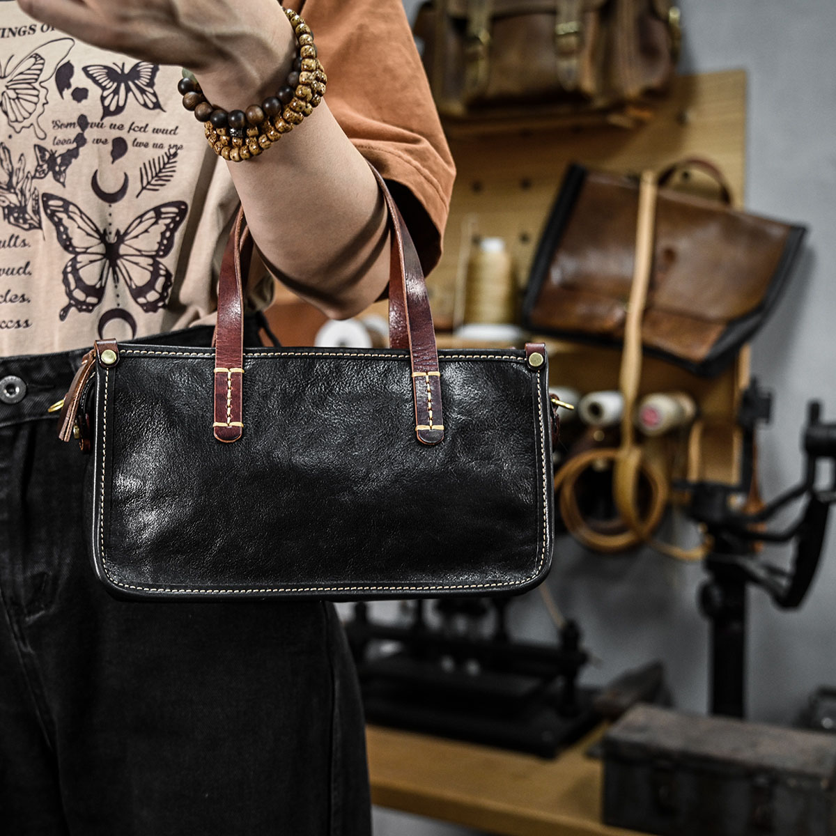 DEEPKEE 復古包款 小眾軟皮手工包 真皮小方包 0727 號