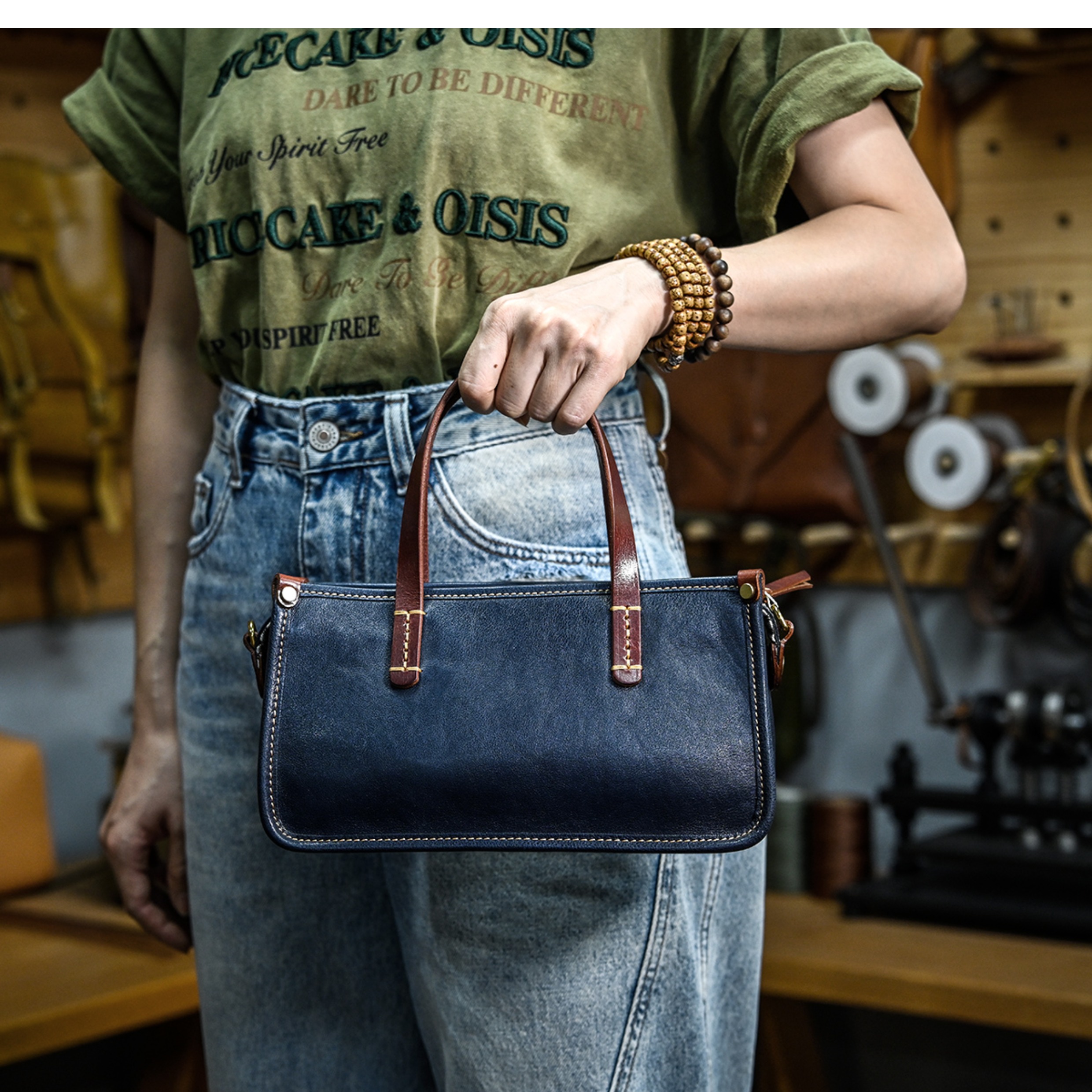 DEEPKEE 復古包款 小眾軟皮手工包 真皮小方包 0727 號