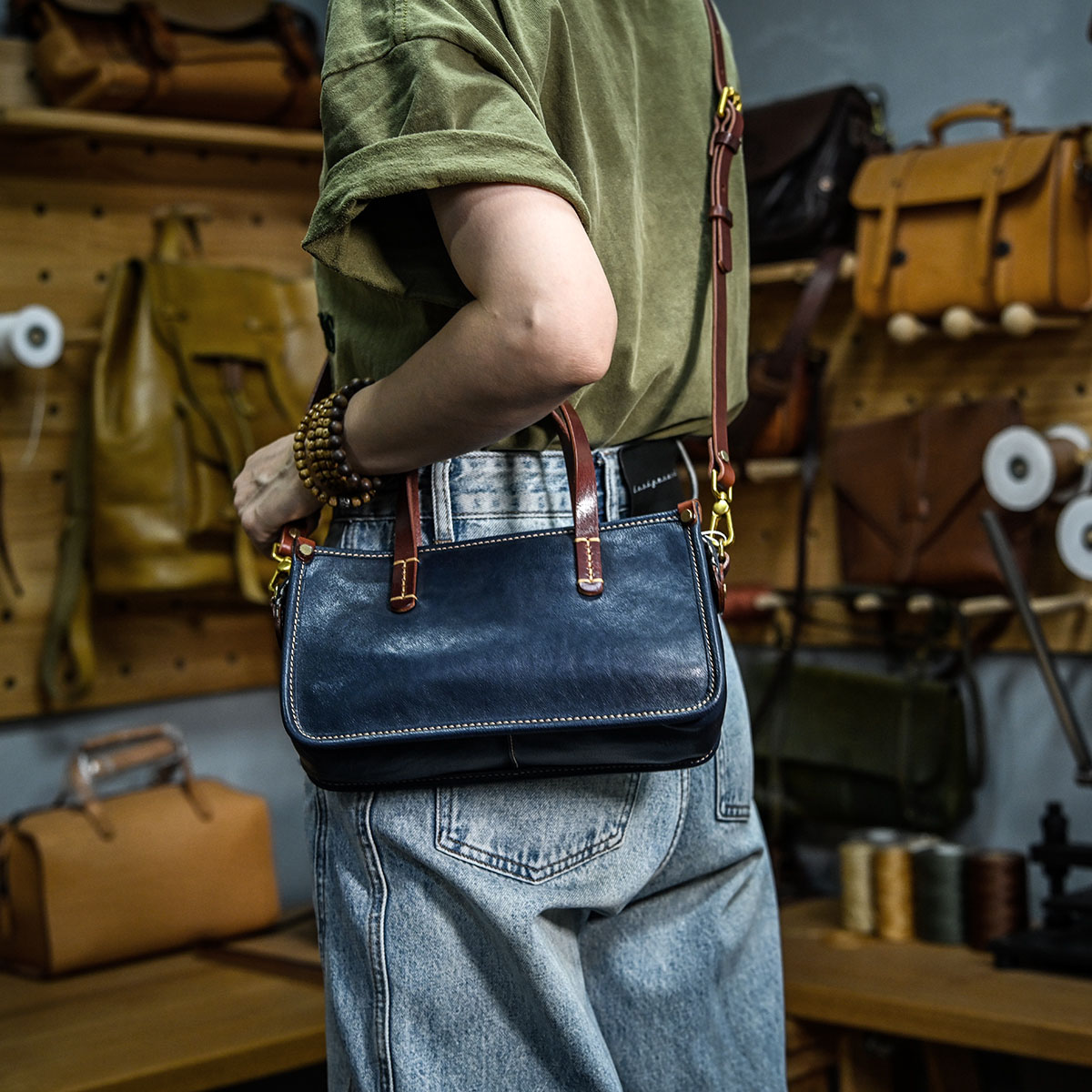 DEEPKEE 復古包款 小眾軟皮手工包 真皮小方包 0727 號