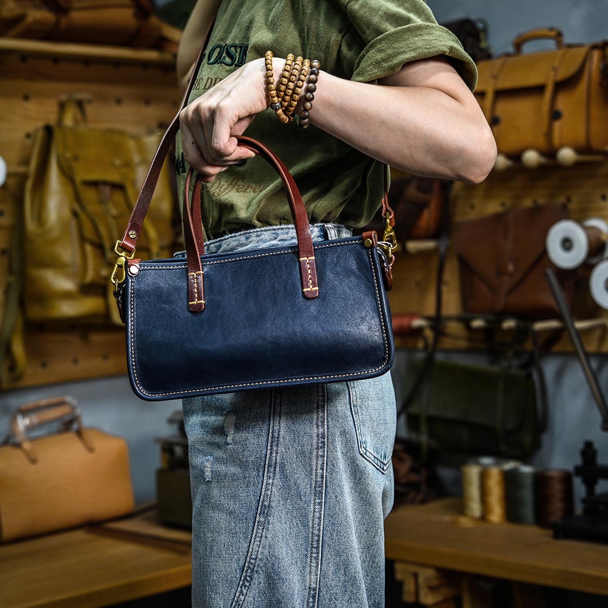 DEEPKEE 復古包款 小眾軟皮手工包 真皮小方包 0727 號