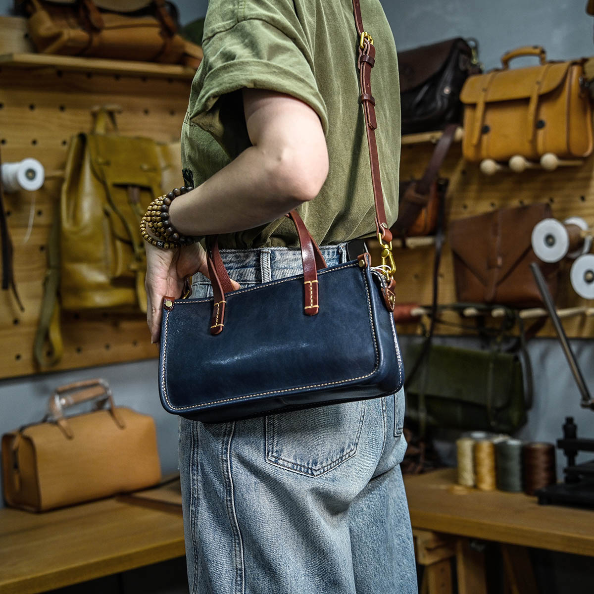 DEEPKEE 復古包款 小眾軟皮手工包 真皮小方包 0727 號