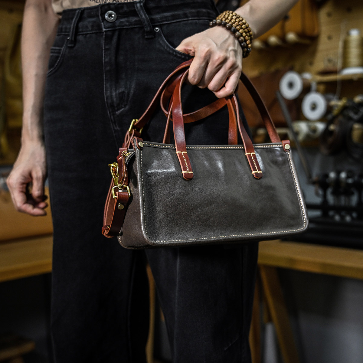 DEEPKEE 復古包款 小眾軟皮手工包 真皮小方包 0727 號