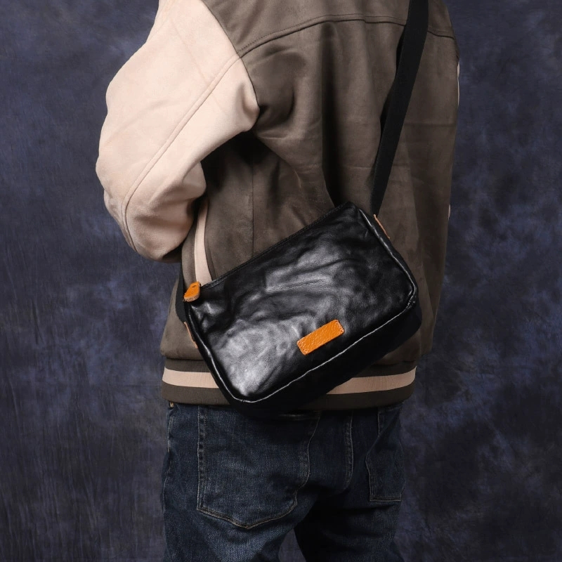 DEEPKEE 手工潮流小後背包 復古真皮單肩斜挎包 0985 號