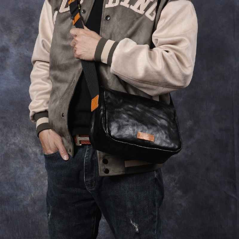 DEEPKEE 手工潮流小後背包 復古真皮單肩斜挎包 0985 號