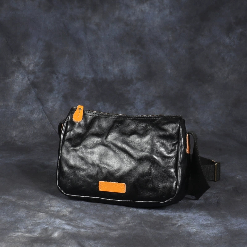 DEEPKEE 手工潮流小後背包 復古真皮單肩斜挎包 0985 號