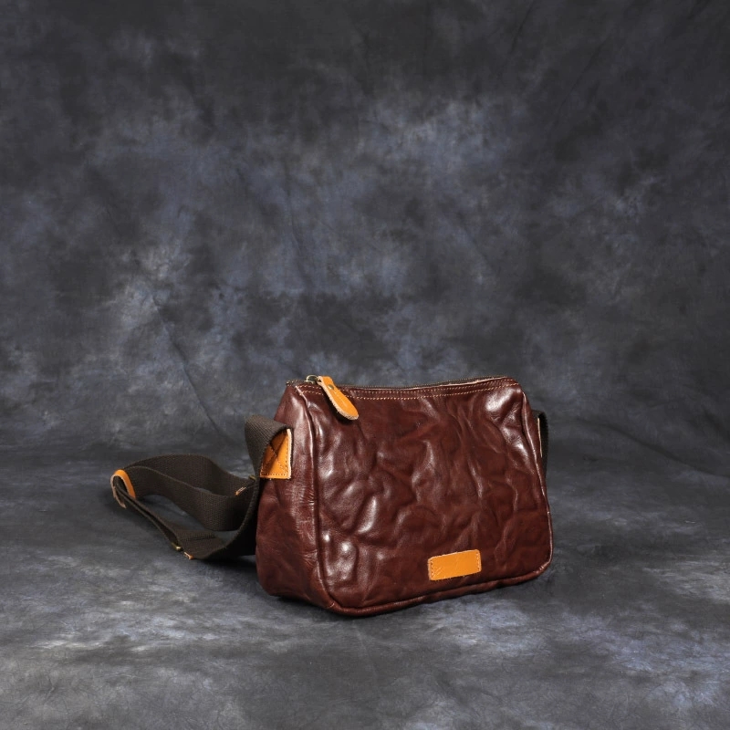 DEEPKEE 手工潮流小後背包 復古真皮單肩斜挎包 0985 號