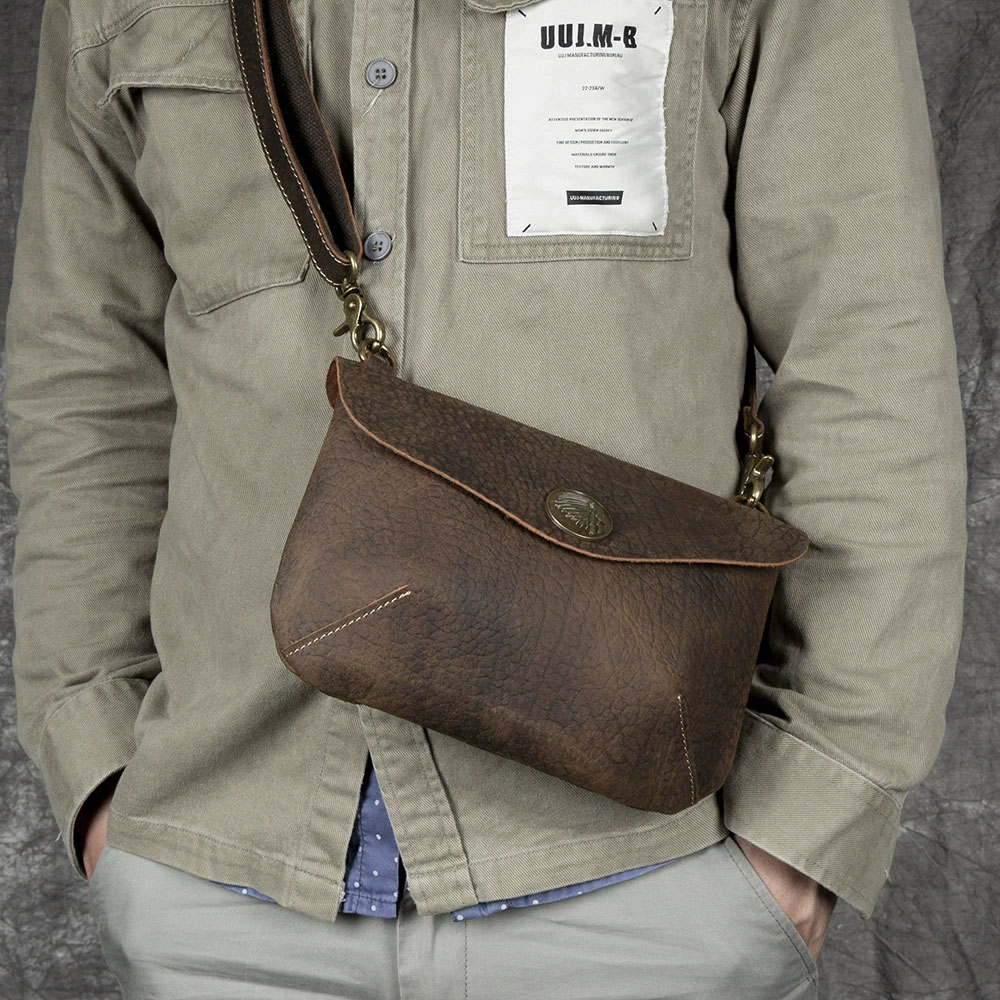 DEEPKEE 手工復古瘋馬皮單肩包 YH3265 號