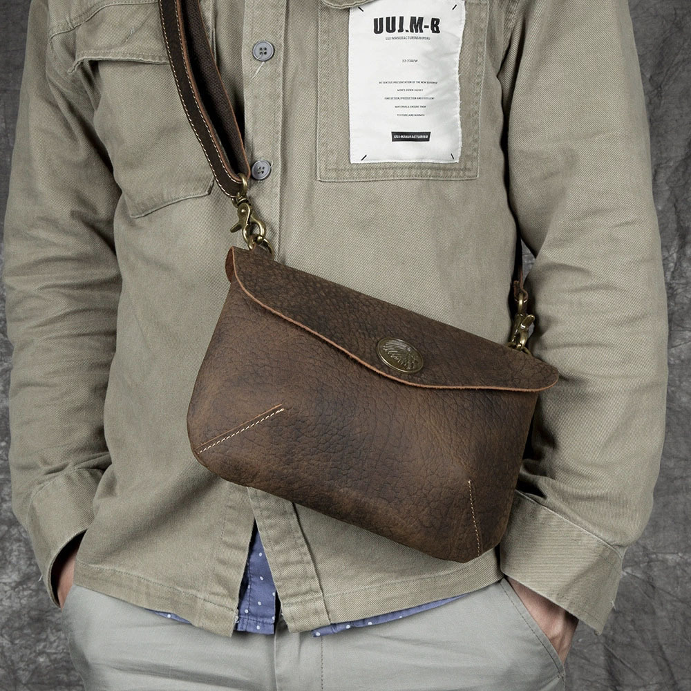 DEEPKEE 手工復古瘋馬皮單肩包 YH3265 號