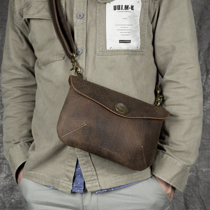 DEEPKEE 手工復古瘋馬皮單肩包 YH3265 號