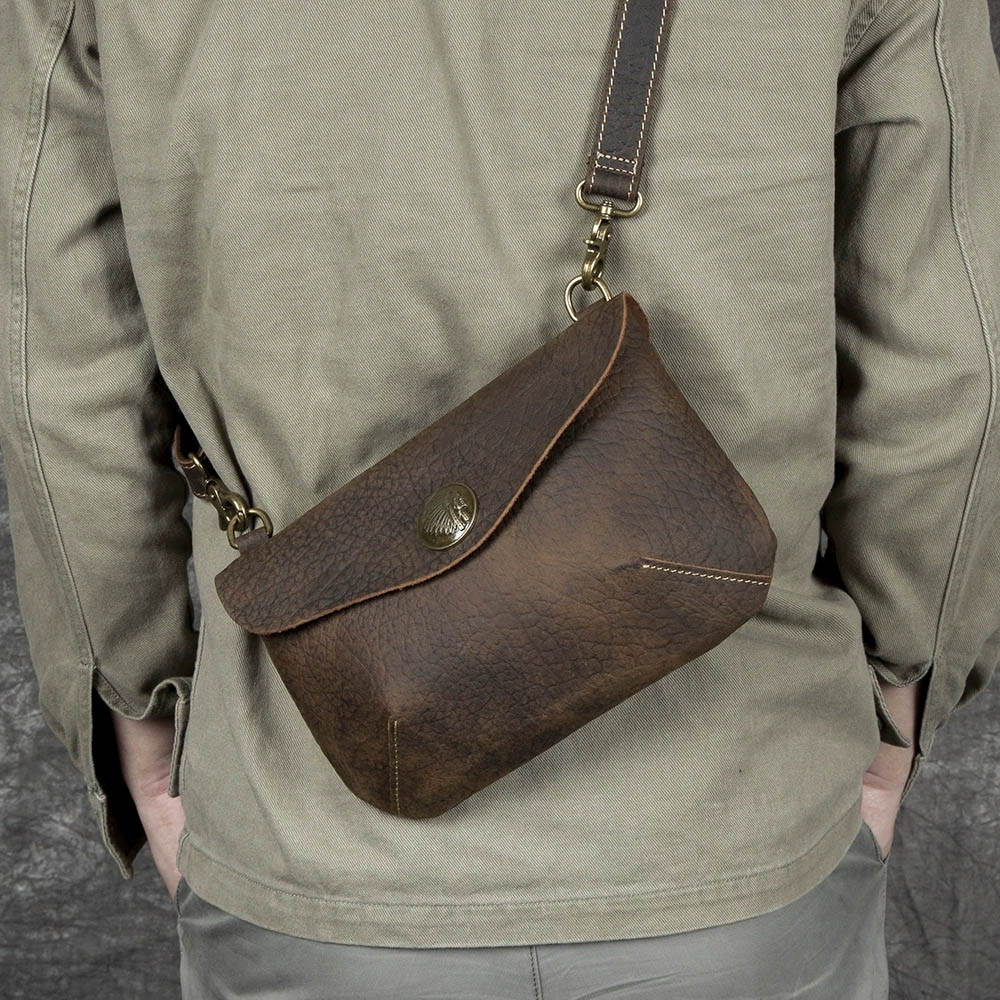 DEEPKEE 手工復古瘋馬皮單肩包 YH3265 號