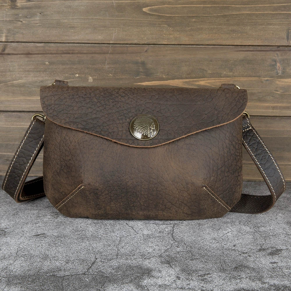 DEEPKEE 手工復古瘋馬皮單肩包 YH3265 號