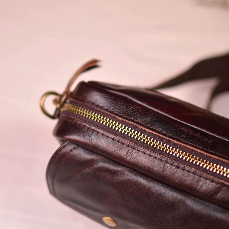 DEEPKEE 手工原創植鞣牛皮男士單肩斜挎包 75169 號