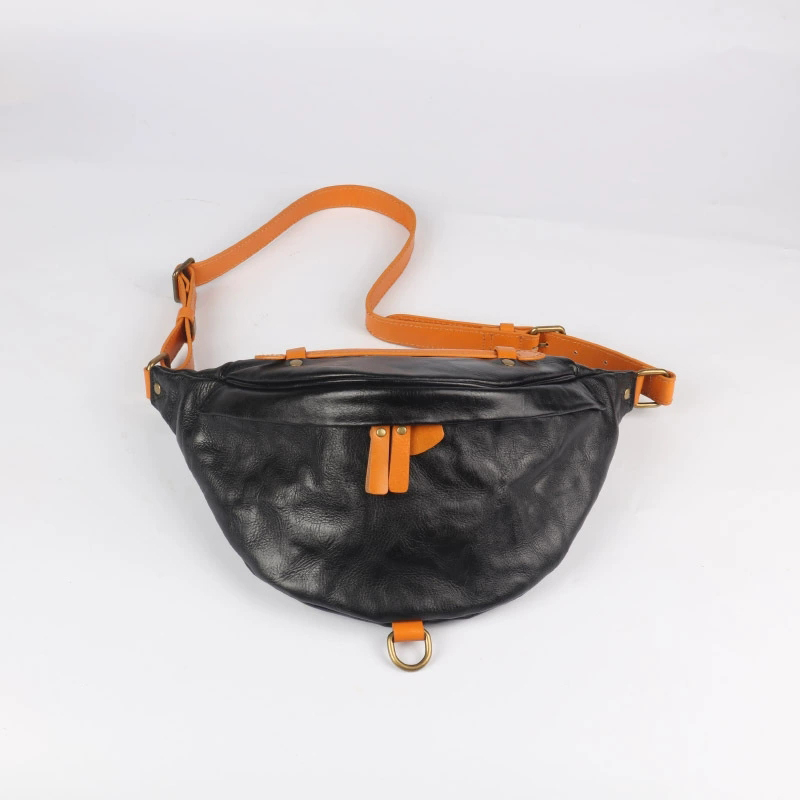 DEEPKEE 復古真皮手工男士胸包 植鞣頭層牛皮斜跨小包 AL065 號