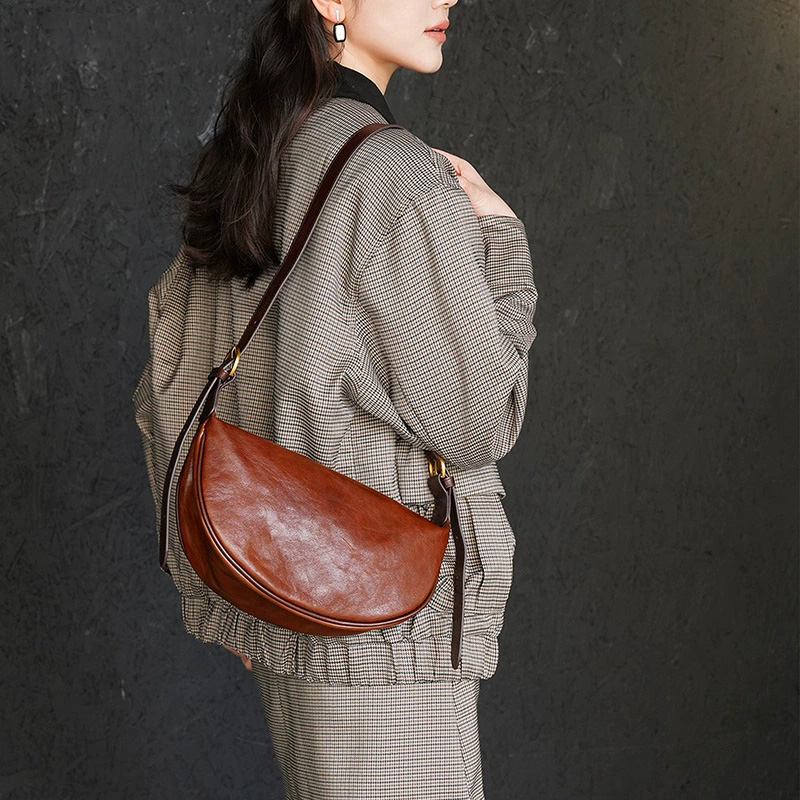 DEEPKEE 復古真皮女款單肩包斜挎包 8855 號