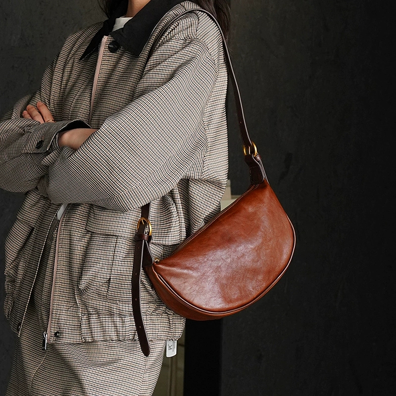 DEEPKEE 復古真皮女款單肩包斜挎包 8855 號