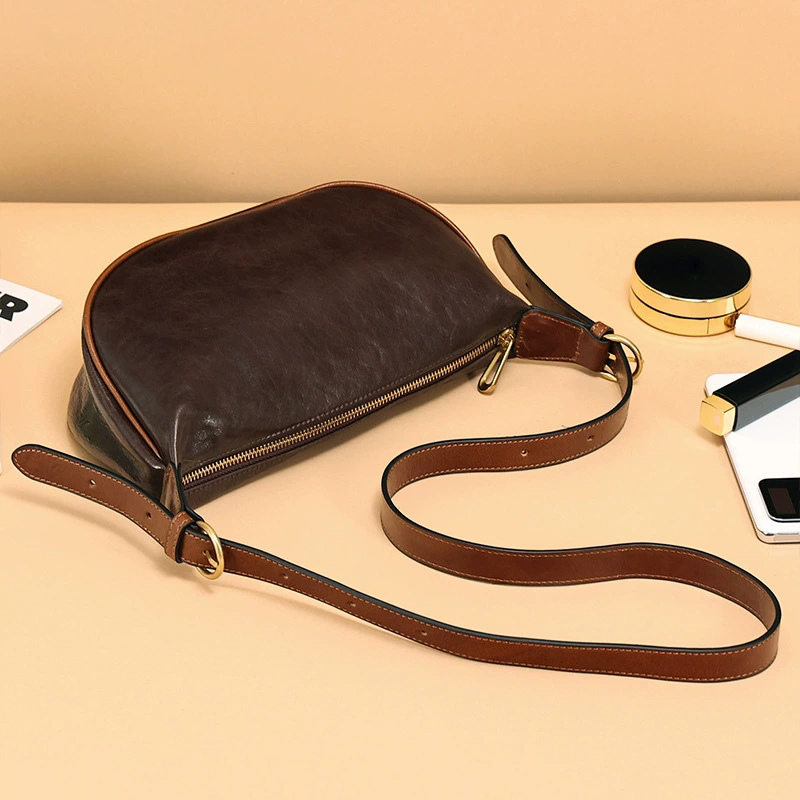 DEEPKEE 復古真皮女款單肩包斜挎包 8855 號