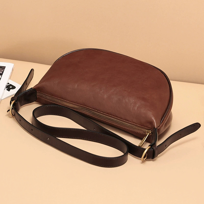 DEEPKEE 復古真皮女款單肩包斜挎包 8855 號