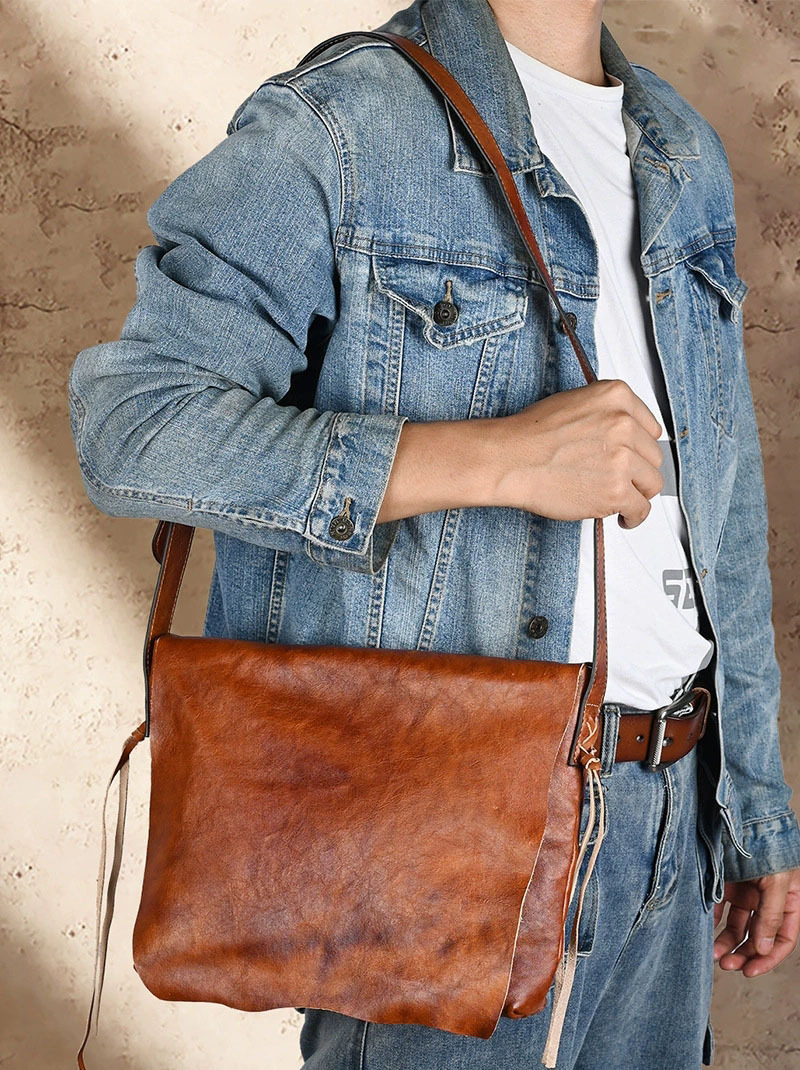 DEEPKEE 手工樹膏皮擦色復古真皮單肩包 DJ066 號