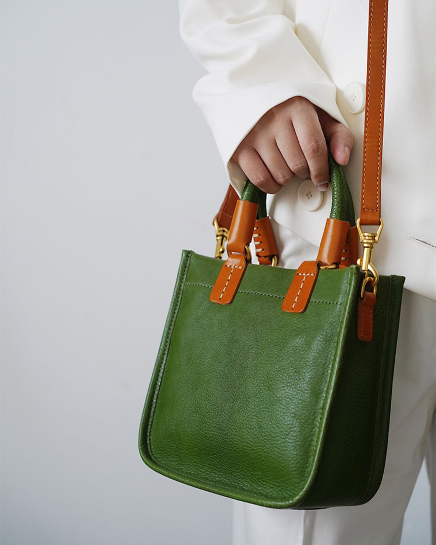 DEEPKEE 經典頭層牛皮小方包 SG346 號