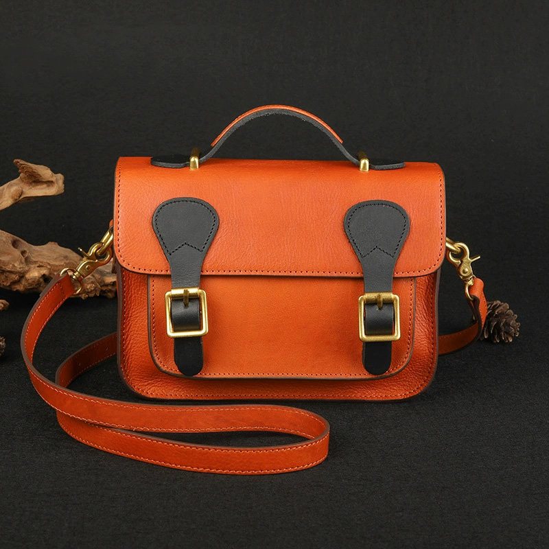 DEEPKEE 新款歐美復古百搭 手提斜挎單肩牛皮小方包 7077 號