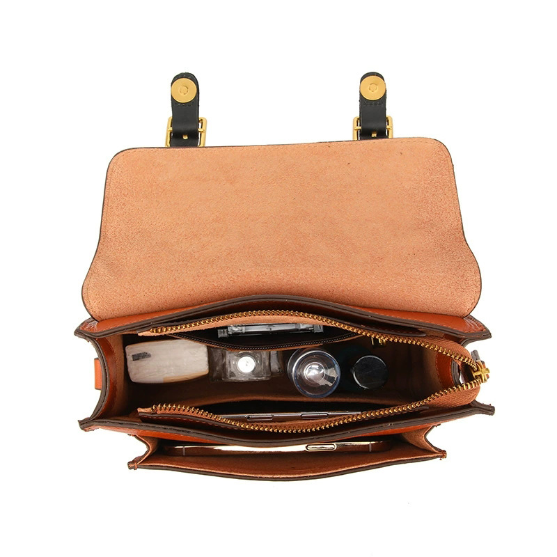 DEEPKEE 新款歐美復古百搭 手提斜挎單肩牛皮小方包 7077 號